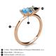 5 - Zoya Pear Shape Blue Topaz & Princess Shape Black Diamond 2 Stone Duo Ring 