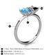 5 - Zoya Pear Shape Blue Topaz & Princess Shape Black Diamond 2 Stone Duo Ring 