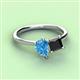 3 - Zoya Pear Shape Blue Topaz & Princess Shape Black Diamond 2 Stone Duo Ring 