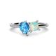 1 - Zoya Pear Shape Blue Topaz & Princess Shape Lab Created Opal 2 Stone Duo Ring 