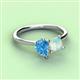 3 - Zoya Pear Shape Blue Topaz & Princess Shape Lab Created Opal 2 Stone Duo Ring 