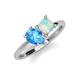 4 - Zoya Pear Shape Blue Topaz & Princess Shape Lab Created Opal 2 Stone Duo Ring 