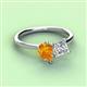 3 - Zoya Pear Shape Citrine & Princess Shape Certified Diamond 2 Stone Duo Ring 
