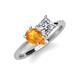 4 - Zoya Pear Shape Citrine & Princess Shape Certified Diamond 2 Stone Duo Ring 