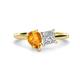 1 - Zoya Pear Shape Citrine & Princess Shape Certified Diamond 2 Stone Duo Ring 