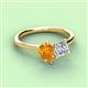 3 - Zoya Pear Shape Citrine & Princess Shape Certified Diamond 2 Stone Duo Ring 