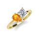 4 - Zoya Pear Shape Citrine & Princess Shape Certified Diamond 2 Stone Duo Ring 
