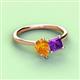 3 - Zoya Pear Shape Citrine & Princess Shape Amethyst 2 Stone Duo Ring 