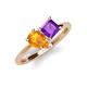 4 - Zoya Pear Shape Citrine & Princess Shape Amethyst 2 Stone Duo Ring 