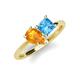 4 - Zoya Pear Shape Citrine & Princess Shape Blue Topaz 2 Stone Duo Ring 