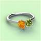 3 - Zoya Pear Shape Citrine & Princess Shape Peridot 2 Stone Duo Ring 