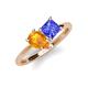4 - Zoya Pear Shape Citrine & Princess Shape Tanzanite 2 Stone Duo Ring 