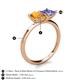 5 - Zoya Pear Shape Citrine & Princess Shape Tanzanite 2 Stone Duo Ring 