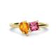 1 - Zoya Pear Shape Citrine & Princess Shape Pink Tourmaline 2 Stone Duo Ring 