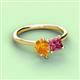 3 - Zoya Pear Shape Citrine & Princess Shape Pink Tourmaline 2 Stone Duo Ring 