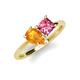 4 - Zoya Pear Shape Citrine & Princess Shape Pink Tourmaline 2 Stone Duo Ring 