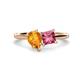 1 - Zoya Pear Shape Citrine & Princess Shape Pink Tourmaline 2 Stone Duo Ring 