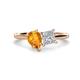 1 - Zoya Pear Shape Citrine & Princess Shape GIA Certified Diamond 2 Stone Duo Ring 