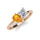 4 - Zoya Pear Shape Citrine & Princess Shape GIA Certified Diamond 2 Stone Duo Ring 