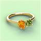 3 - Zoya Pear Shape Citrine & Princess Shape Peridot 2 Stone Duo Ring 