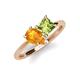 4 - Zoya Pear Shape Citrine & Princess Shape Peridot 2 Stone Duo Ring 