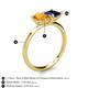 5 - Zoya Pear Shape Citrine & Princess Shape Lab Created Blue Sapphire 2 Stone Duo Ring 