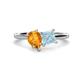 1 - Zoya Pear Shape Citrine & Princess Shape Aquamarine 2 Stone Duo Ring 