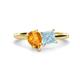 1 - Zoya Pear Shape Citrine & Princess Shape Aquamarine 2 Stone Duo Ring 