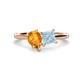1 - Zoya Pear Shape Citrine & Princess Shape Aquamarine 2 Stone Duo Ring 