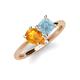 4 - Zoya Pear Shape Citrine & Princess Shape Aquamarine 2 Stone Duo Ring 