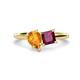 1 - Zoya Pear Shape Citrine & Princess Shape Rhodolite Garnet 2 Stone Duo Ring 