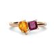 1 - Zoya Pear Shape Citrine & Princess Shape Rhodolite Garnet 2 Stone Duo Ring 