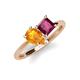 4 - Zoya Pear Shape Citrine & Princess Shape Rhodolite Garnet 2 Stone Duo Ring 