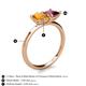 5 - Zoya Pear Shape Citrine & Princess Shape Rhodolite Garnet 2 Stone Duo Ring 