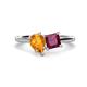 1 - Zoya Pear Shape Citrine & Princess Shape Rhodolite Garnet 2 Stone Duo Ring 