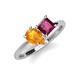 4 - Zoya Pear Shape Citrine & Princess Shape Rhodolite Garnet 2 Stone Duo Ring 