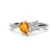 1 - Zoya Pear Shape Citrine & Princess Shape GIA Certified Diamond 2 Stone Duo Ring 