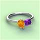 3 - Zoya Pear Shape Citrine & Princess Shape Amethyst 2 Stone Duo Ring 