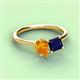 3 - Zoya Pear Shape Citrine & Princess Shape Lab Created Blue Sapphire 2 Stone Duo Ring 