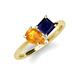 4 - Zoya Pear Shape Citrine & Princess Shape Lab Created Blue Sapphire 2 Stone Duo Ring 