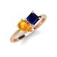 4 - Zoya Pear Shape Citrine & Princess Shape Lab Created Blue Sapphire 2 Stone Duo Ring 
