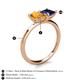 5 - Zoya Pear Shape Citrine & Princess Shape Lab Created Blue Sapphire 2 Stone Duo Ring 