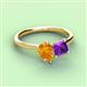 3 - Zoya Pear Shape Citrine & Princess Shape Amethyst 2 Stone Duo Ring 
