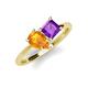 4 - Zoya Pear Shape Citrine & Princess Shape Amethyst 2 Stone Duo Ring 