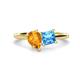 1 - Zoya Pear Shape Citrine & Princess Shape Blue Topaz 2 Stone Duo Ring 