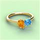 3 - Zoya Pear Shape Citrine & Princess Shape Blue Topaz 2 Stone Duo Ring 