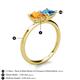 5 - Zoya Pear Shape Citrine & Princess Shape Blue Topaz 2 Stone Duo Ring 