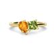1 - Zoya Pear Shape Citrine & Princess Shape Peridot 2 Stone Duo Ring 