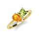 4 - Zoya Pear Shape Citrine & Princess Shape Peridot 2 Stone Duo Ring 