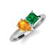 4 - Zoya Pear Shape Citrine & Princess Shape Lab Created Emerald 2 Stone Duo Ring 